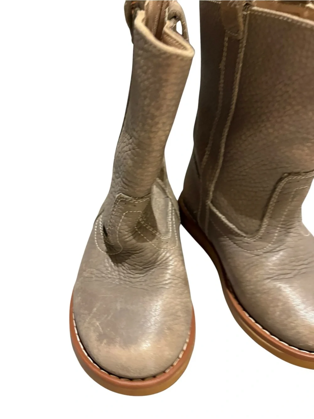 Elephantito Taupe Leather Pull-On Kids Boots 10